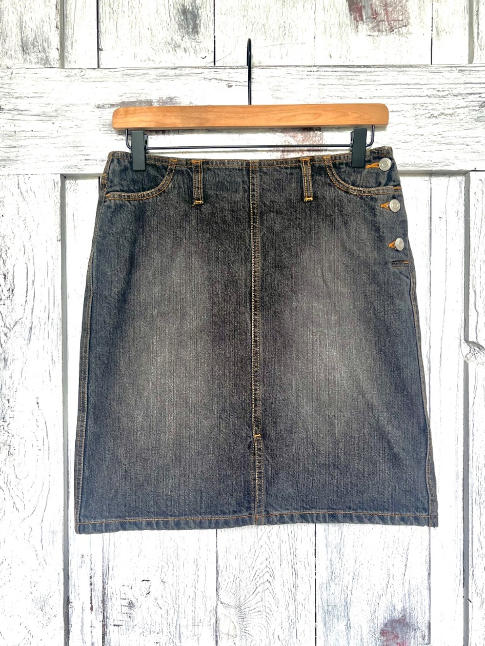 Gap Jeans-Women's-Y2K Faded Black Jean Skirt-Size 4